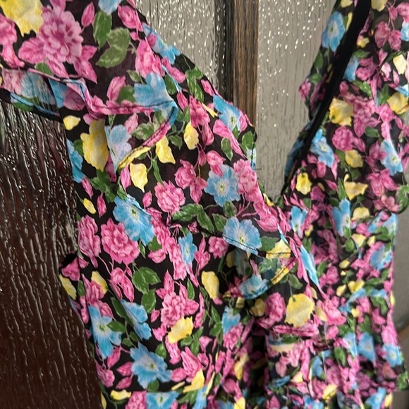 Amur EVITA Multicolor Floral Silk Chiffon Ruffle Maxi Dress Size 12 - Picture 10 of 14